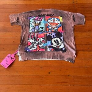Cartoon Graphic Short Sleeve Tee - Brown